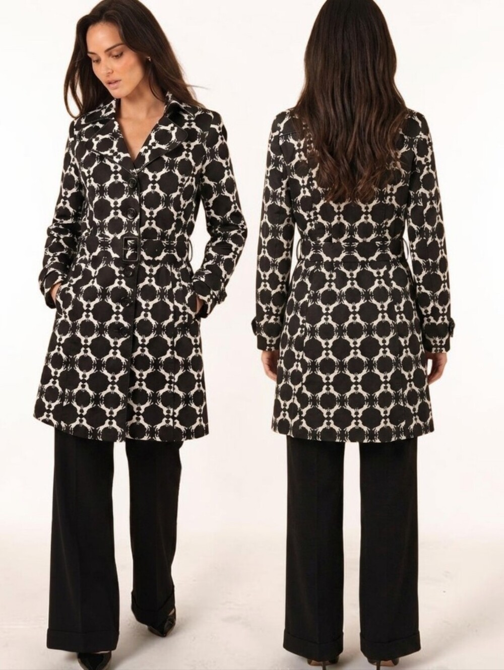 VERTIGO PARIS Mirror Horse Print Lightweight Midi Coat - Size L